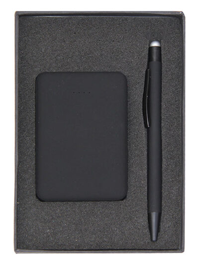 Stylish Promotional Gift Set - Light-Up Logo Power Bank & Stylus Pen - Image 1