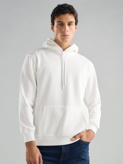 Albus - **Premium white unisex hoodie, 330 GSM soft fleece.**
