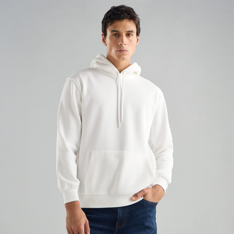 Albus - **Premium white unisex hoodie, 330 GSM soft fleece.**