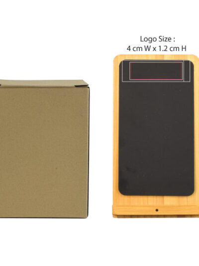 Bamboo Phone Holder Wireless Charger Light Up Logo