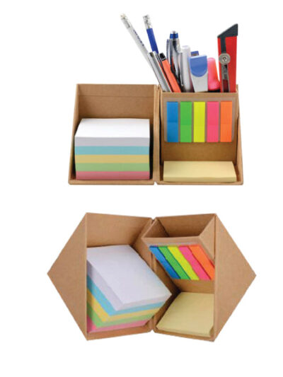Customizable Eco Cube Box with Sticky Memo Pad & Stationery Holder - Image 1