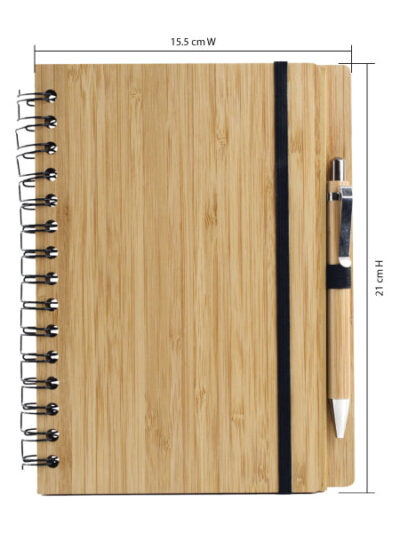 Eco-Friendly Bamboo Cover Notebook with Pen - Image 1