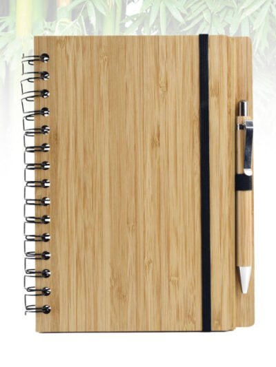 Eco-Friendly Bamboo Cover Notebook with Pen - Image 2