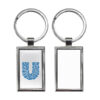 Metal and Wooden Rectangle Keychain – Chrome Finish