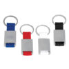Metal Keychain with Colored Fabric Strap – Matte Silver Finish