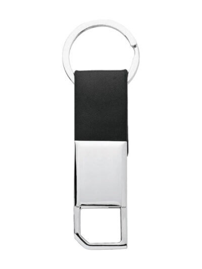 Metal Leather Keychain – Silver Plate with Leather Strap - Image 3