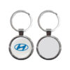 Metal Round Keychain with Wooden Detail – Split Ring Design