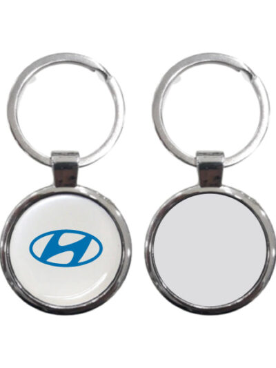 Metal Round Keychain with Wooden Detail – Split Ring Design