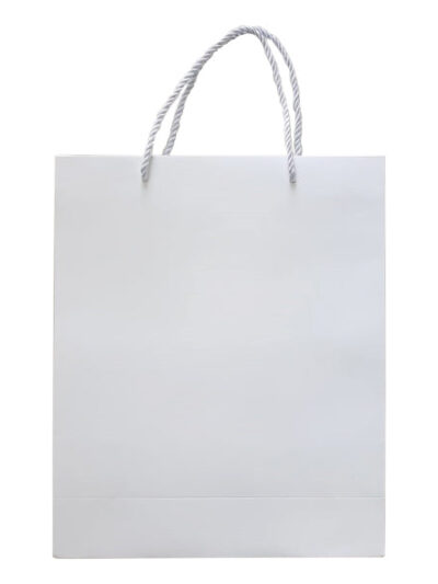 Paper Bag – Matte White & Black with Rope Handles