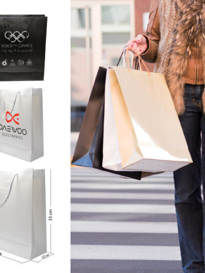 Paper Bag – Matte White & Black with Rope Handles - Image 2