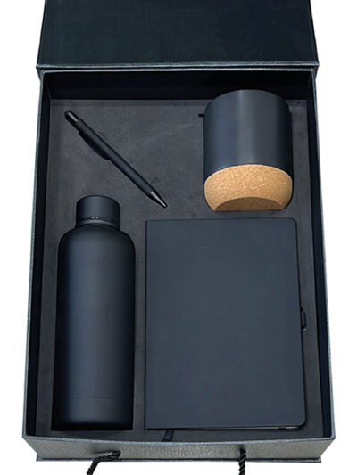 Promotional Gift Set – A5 Notebook, Ceramic Cork Mug, Stainless Steel Bottle & Stylus Pen - Image 1