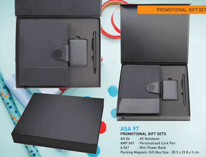 Promotional Gift Set – A5 Notebook, Cork Pen & Mini Power Ban - Image 1