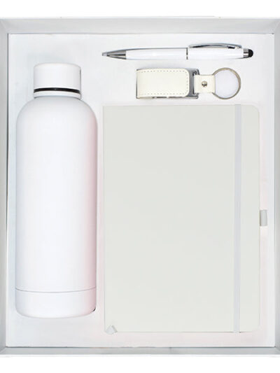 Promotional Gift Set – A5 Notebook, Leather USB, Stainless Steel Water Bottle & Metal Pen - Image 1