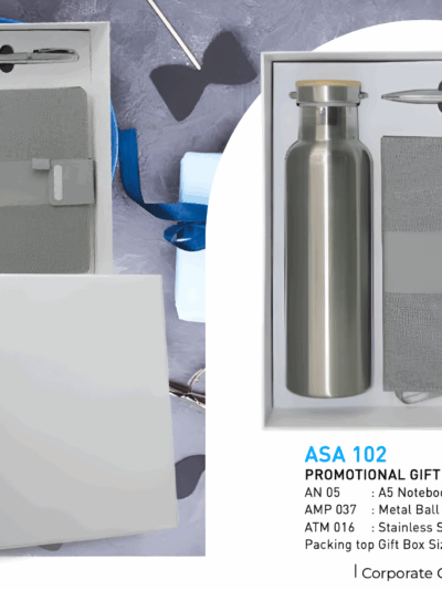 Promotional Gift Set – A5 Notebook, Metal Twist Pen & Stainless Steel Water Bottle - Image 1