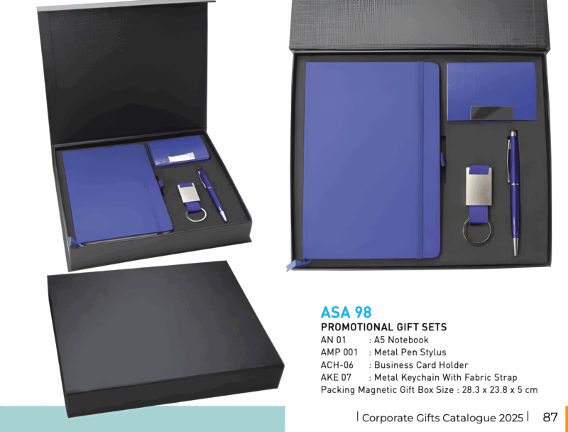 Promotional Gift Set – A5 Notebook, Stylus Pen, Card Holder & Keychain
