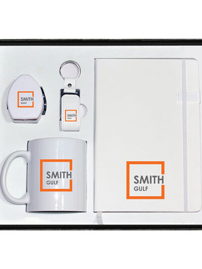 Promotional Gift Set – A5 PU Notebook with USB, Leather USB Drive, Travel Adapter & Coffee Mug - Image 2