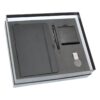 Promotional Gift Set – Black PU Notebook, Mobile Stand, Stylus Pen & Crystal USB