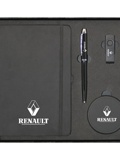 Promotional Gift Set – Black PU Notebook, Wireless Charger, Pen & USB Drive - Image 2