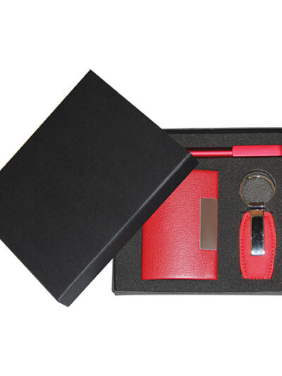 Promotional Gift Set – Business Card Holder, Metal Leather Keychain & Stylus Pen - Image 2