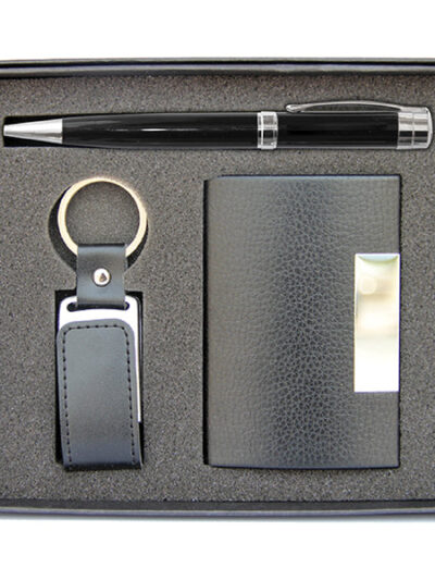 Promotional Gift Set – Business Card Holder, Stylus Pen & Leather USB Drive - Image 1
