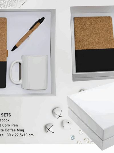 Promotional Gift Set – Cork A5 Notebook, Cork Pen & Ceramic Coffee Mug