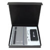 Promotional Gift Set – Grey A5 Notebook, Metal Twist Ball Pen & Light-Up Logo Power Bank