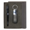 Promotional Gift Set – Metal Ball Pen Twist & Metal Keychain with Leather Strap