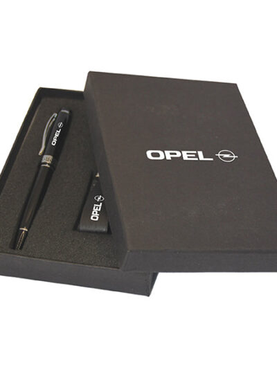 Promotional Gift Set – Metal Ball Pen Twist & Metal Keychain with Leather Strap - Image 2
