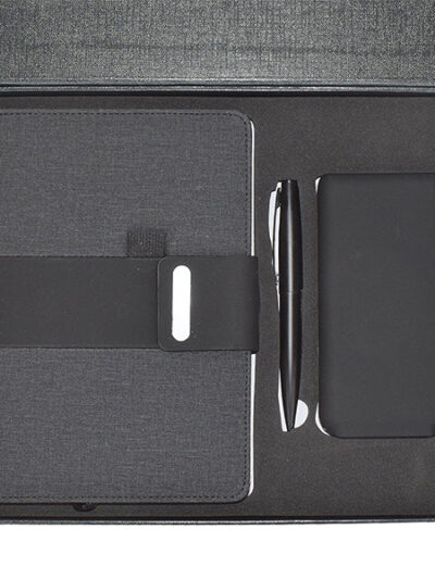 Promotional Gift Set – Metal Pen, A5 Notebook & Wireless Charging Power Bank - Image 1