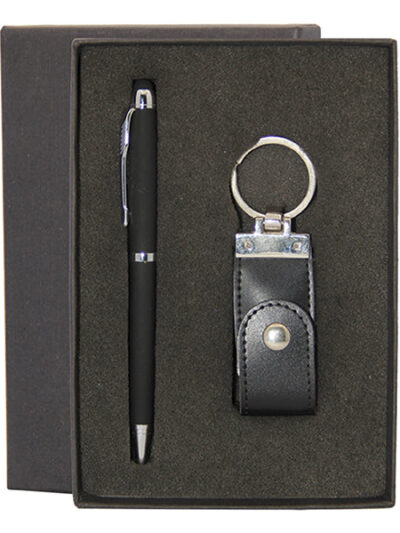 Promotional Gift Set – Metal Stylus Pen & Leather USB Drive
