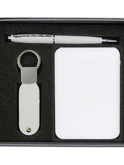Promotional Gift Set – Metal Stylus Pen, Leather USB & Mini Power Bank - Image 1