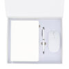Promotional Gift Set – White A5 Notebook, Metal Stylus Pen & Ultra Slim Wireless Mouse