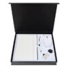 Promotional Gift Set – White PU Notebook, Foldable Mouse, Stylus Pen & Keychain