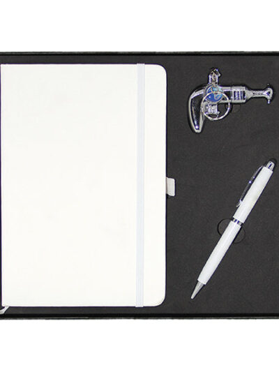 Promotional Gift Set – White PU Notebook, Omani Khanjar USB & Stylus Metal Pen