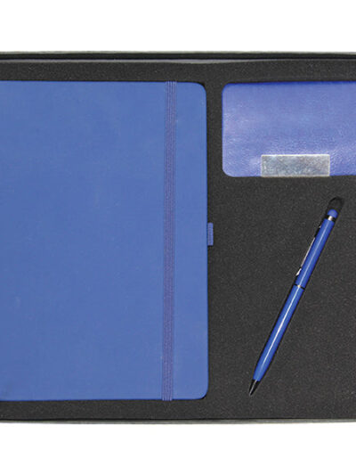 Promotional Gift Set – White PU Notebook, USB Drive & Stylus Pen - Image 1