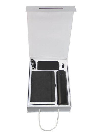 Promotional Gift Set – Wireless Power Bank, Metal USB Flash Drive, Metal Stylus Pen & LED Temperature Bottle