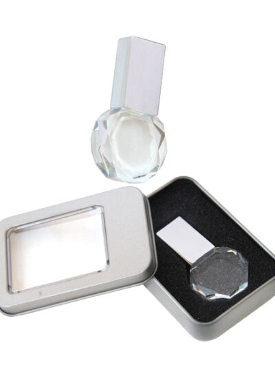 Promotional Square & Round Crystal Metal USB Flash Drives - Image 2