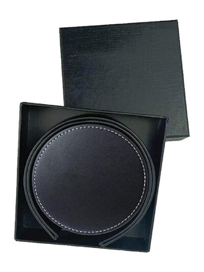 PU Leather Coaster Set with Holder (6 Pieces) - Image 2