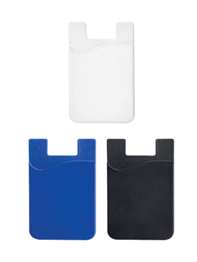 Silicone Mobile Card Holder – Stick-On Wallet for Phones (Black, White, Blue) - Image 2