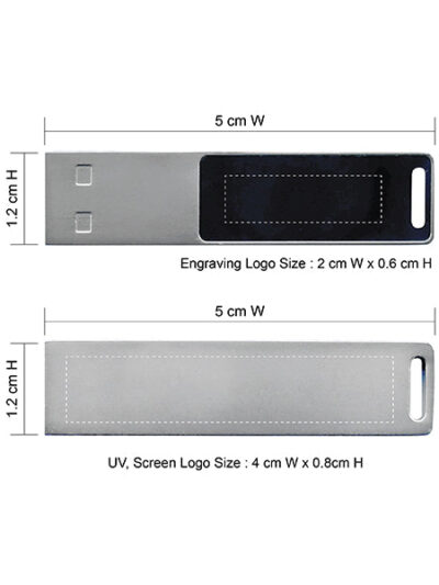 Slim Metal LED USB Flash Drive (Silver) - Image 2