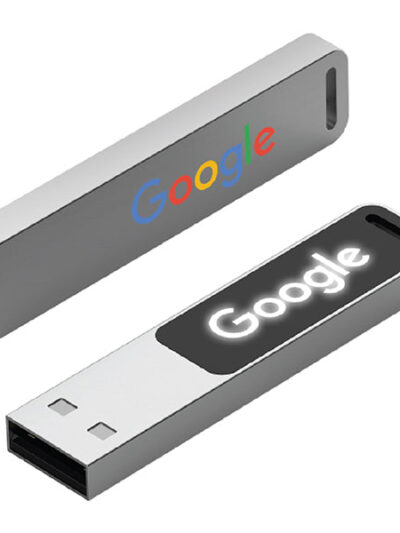 Slim Metal LED USB Flash Drive (Silver) - Image 3