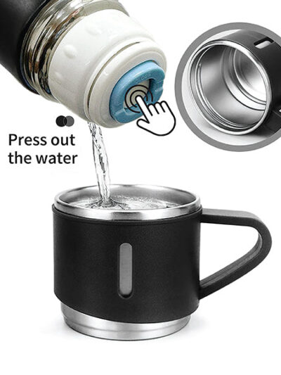 Stainless Steel Vacuum Flask with Coffee Mug – 500ml, Leakproof - Image 1