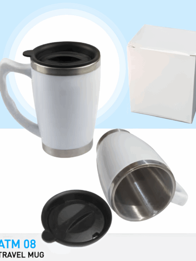 Travel Mug – 400ml, Inner Stainless Steel with Ceramic Exterior