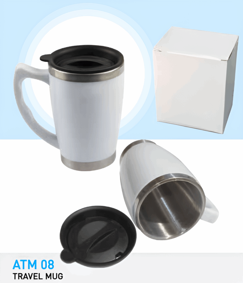 Travel Mug – 400ml, Inner Stainless Steel with Ceramic Exterior - Image 1