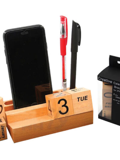 Wood Calendar Blocks with Phone & Pen Stand
