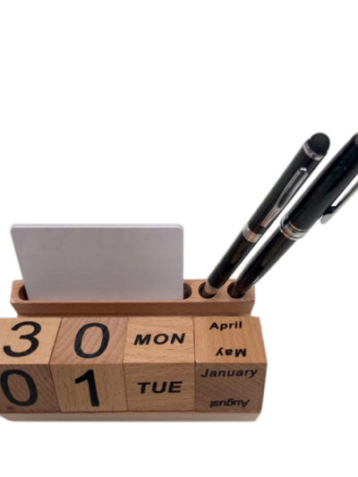 Wood Calendar Blocks with Phone & Pen Stand - Image 2