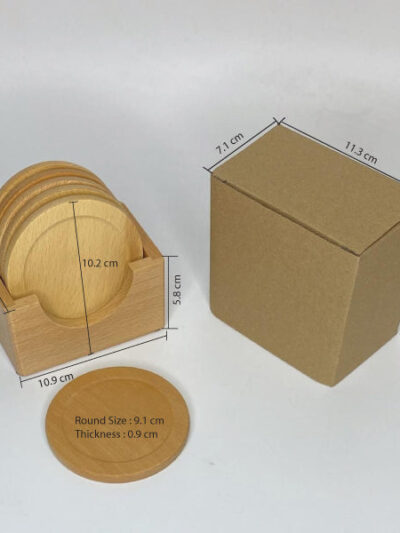 Wood Coaster Set with Holder (6 Pieces) - Image 1