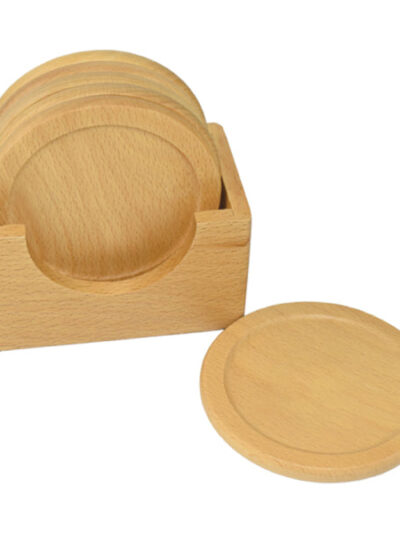 Wood Coaster Set with Holder (6 Pieces) - Image 2