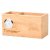 Wooden Pen Stand with Card Holder & Clock - Image 2