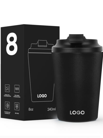Thermi - Vacuum-insulated stainless steel tumbler, hot/cold, 8/12oz, customizable.